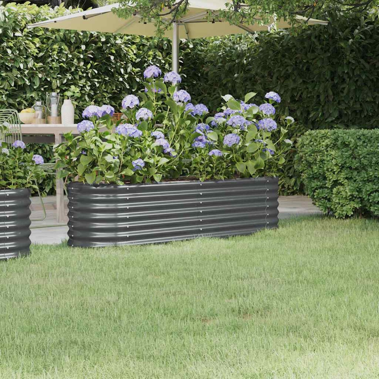 vidaXL Garden Raised Bed Anthracite Powder-coated steel Large Durable